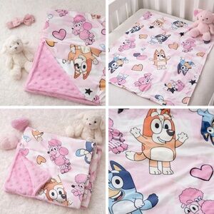Pink Cartoon Character Baby Blanket